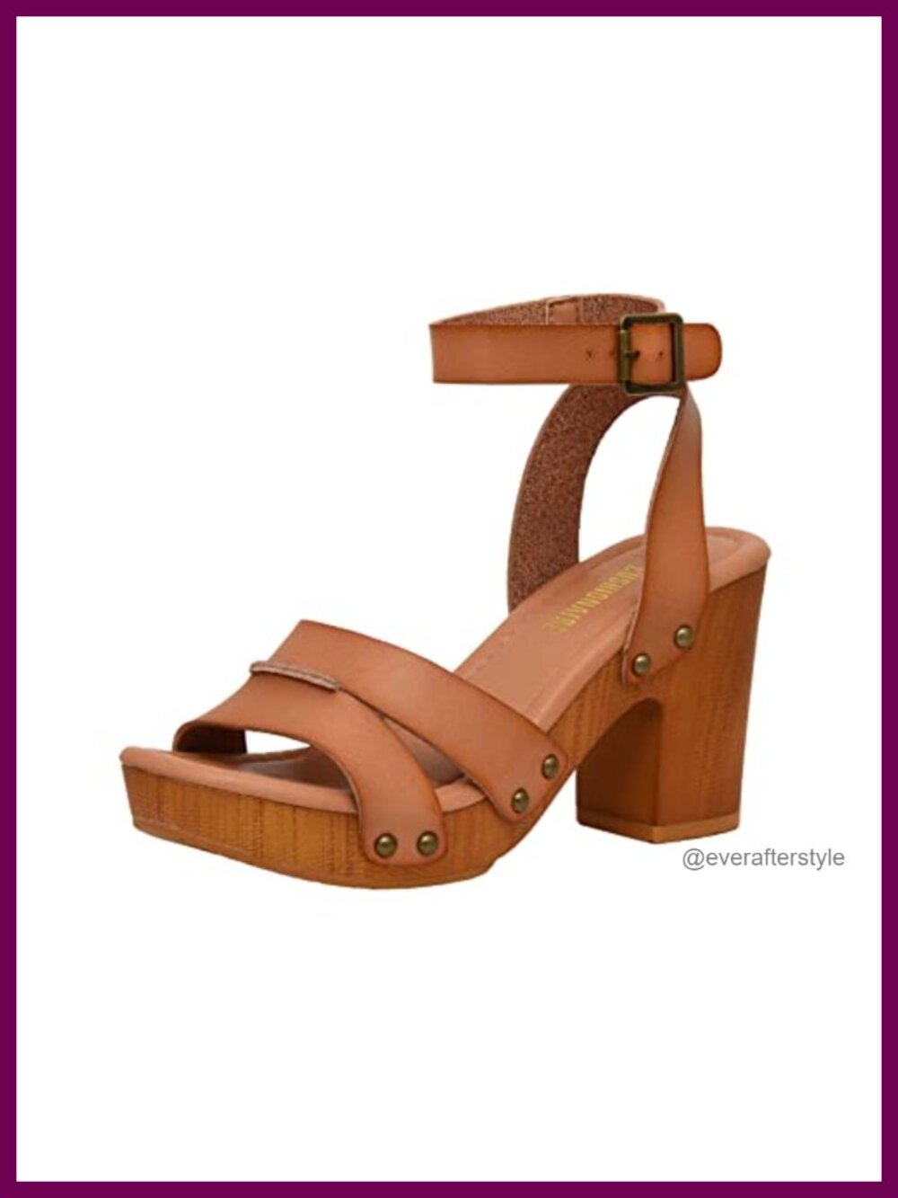 CUSHIONAIRE Sandra Faux Wood Block Heel Sandals Platform Memory Foam Studded